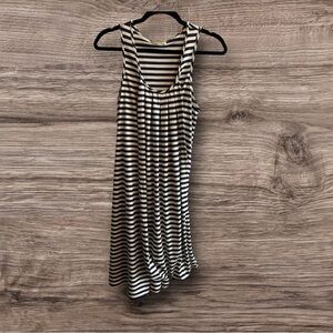 Jean Paul Gaultier Striped A-Line Draped Swing Dress in Navy and White